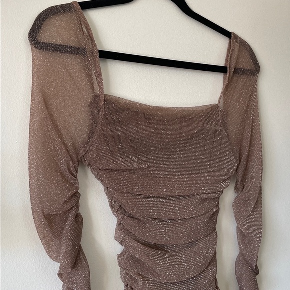 Sheer sparkle gathered waist top Large - Picture 4 of 8